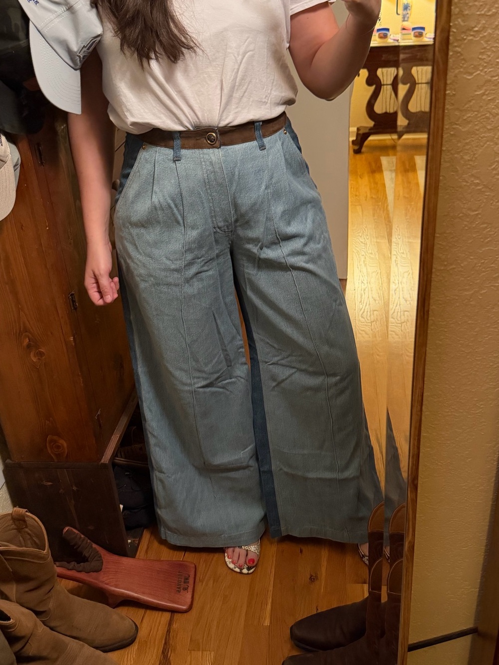 Sonia Rykiel Two Tone Jeans with Suede Detail